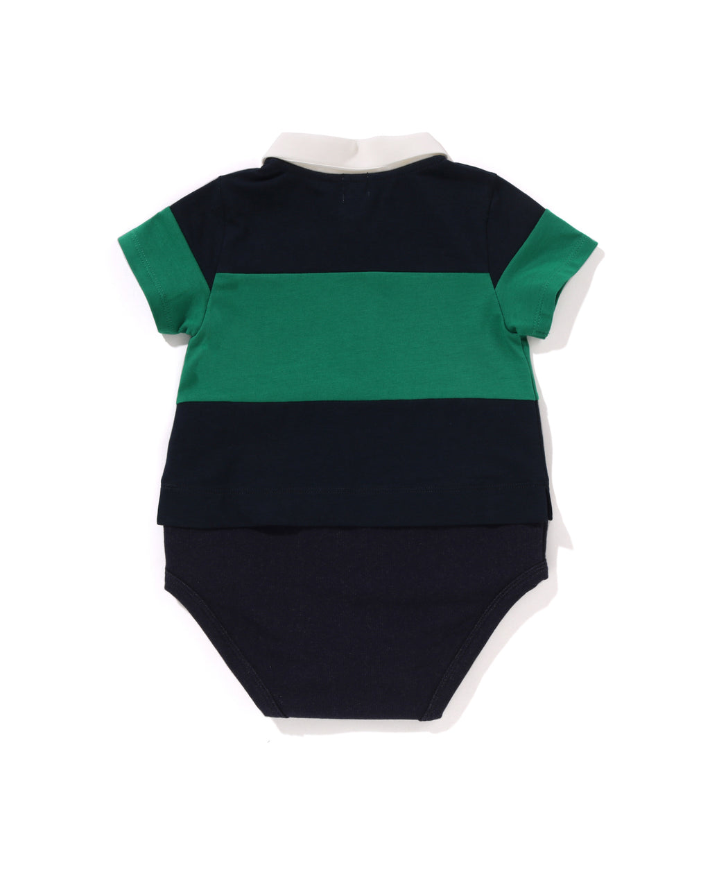 Babies Panel Stripe Polo Shirt Layered Bodysuit