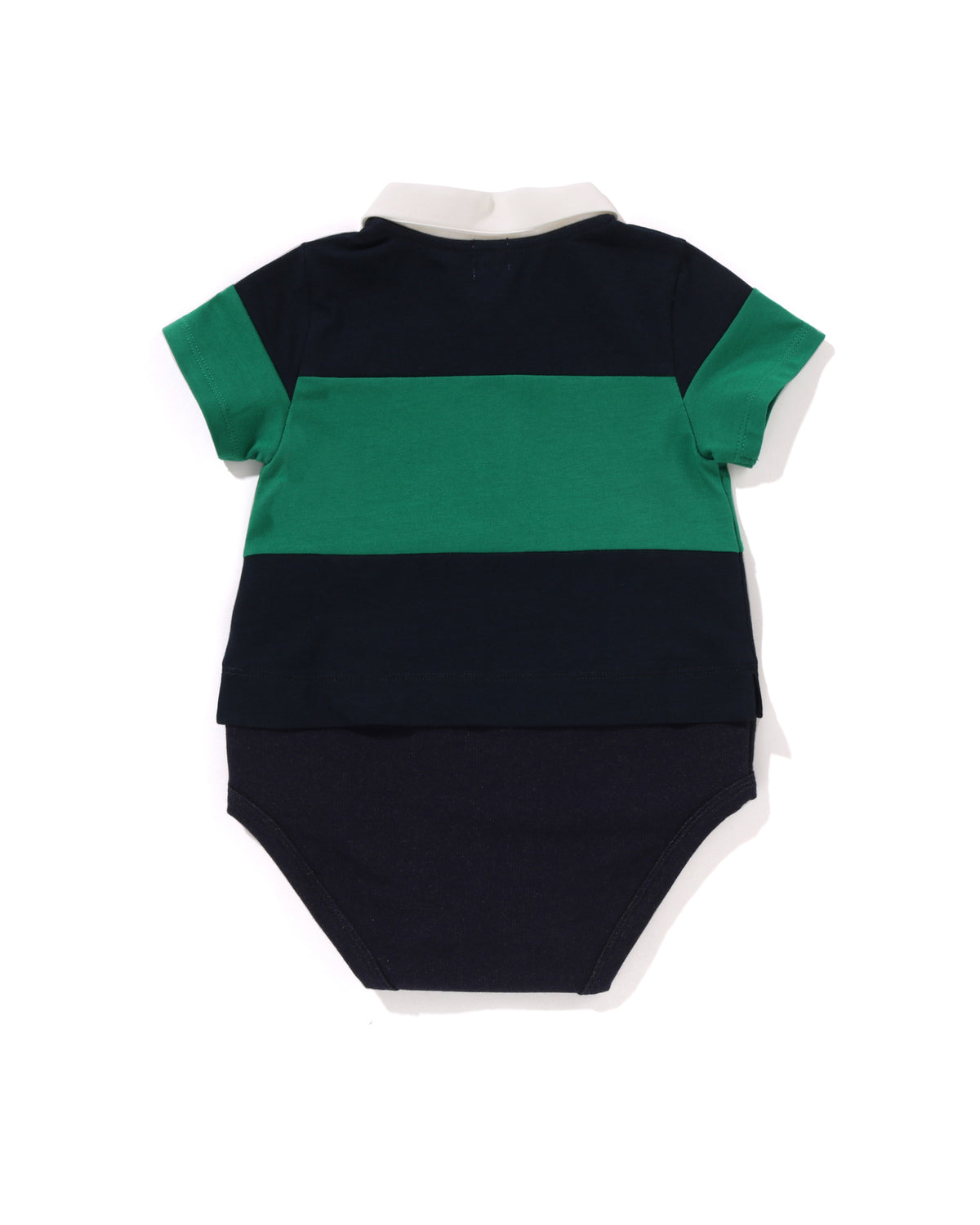 Babies Panel Stripe Polo Shirt Layered Bodysuit