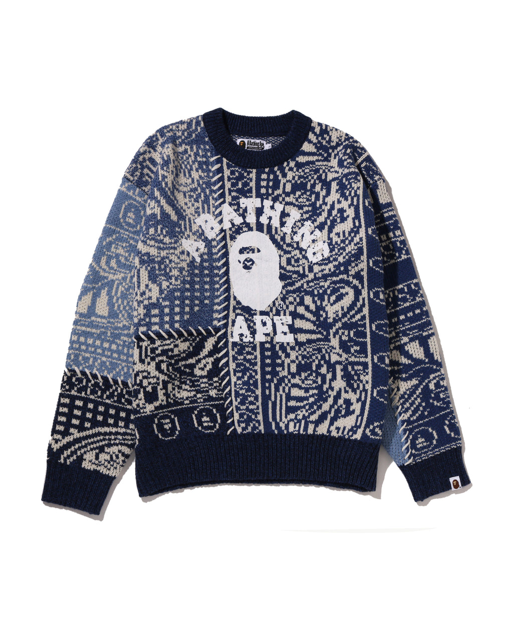 Paisley Pattern College Knit Crewneck Sweatshirt