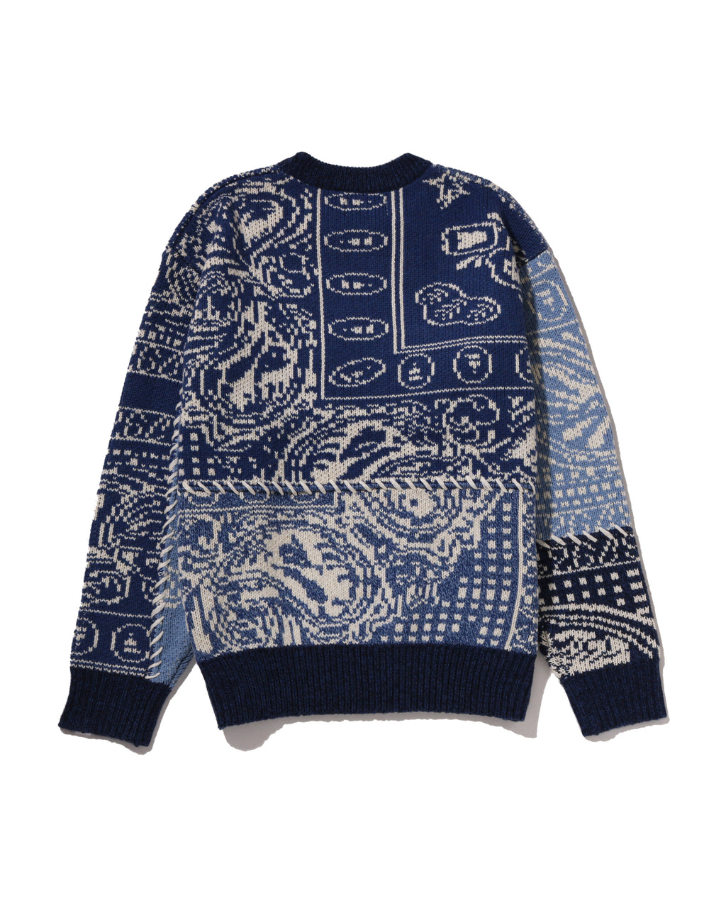 Paisley Pattern College Knit Crewneck Sweatshirt