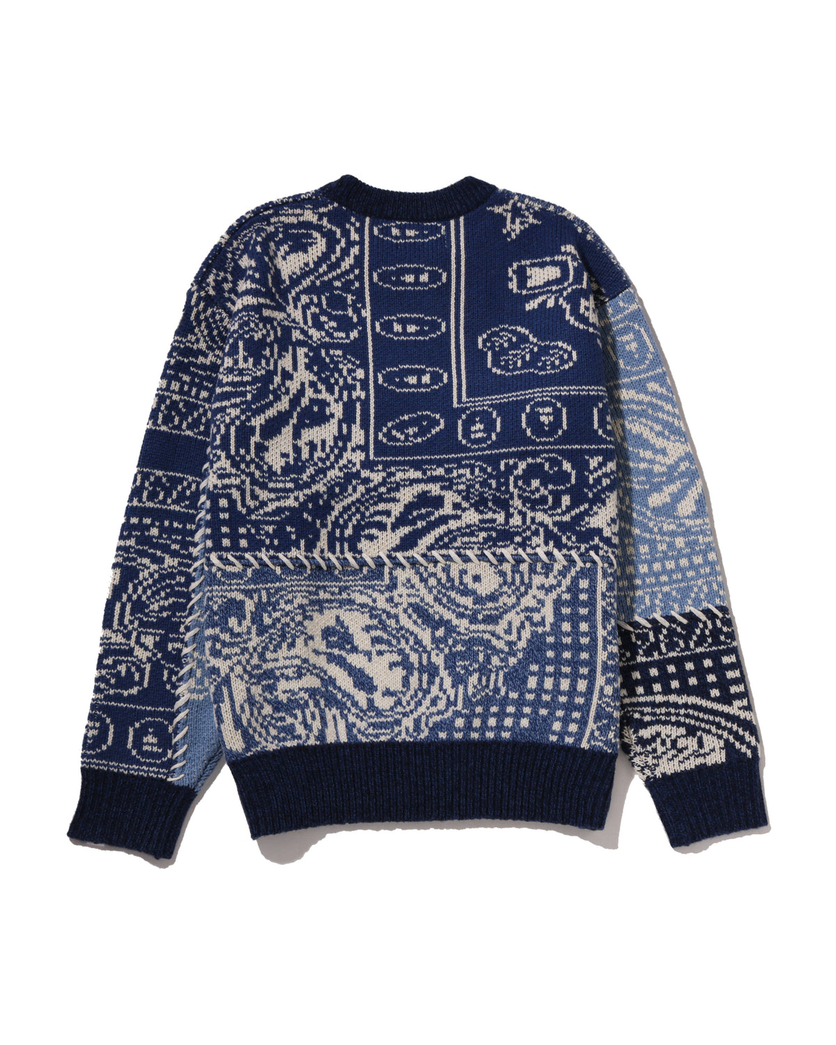 Paisley Pattern College Knit Crewneck Sweatshirt