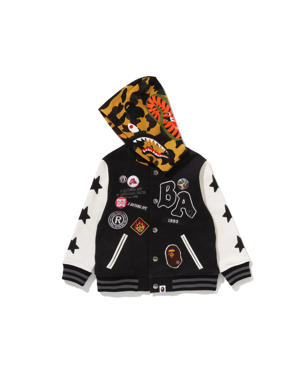 Kids 1st Camo Shark Hoodie Print Sweat Varsity Jacket
