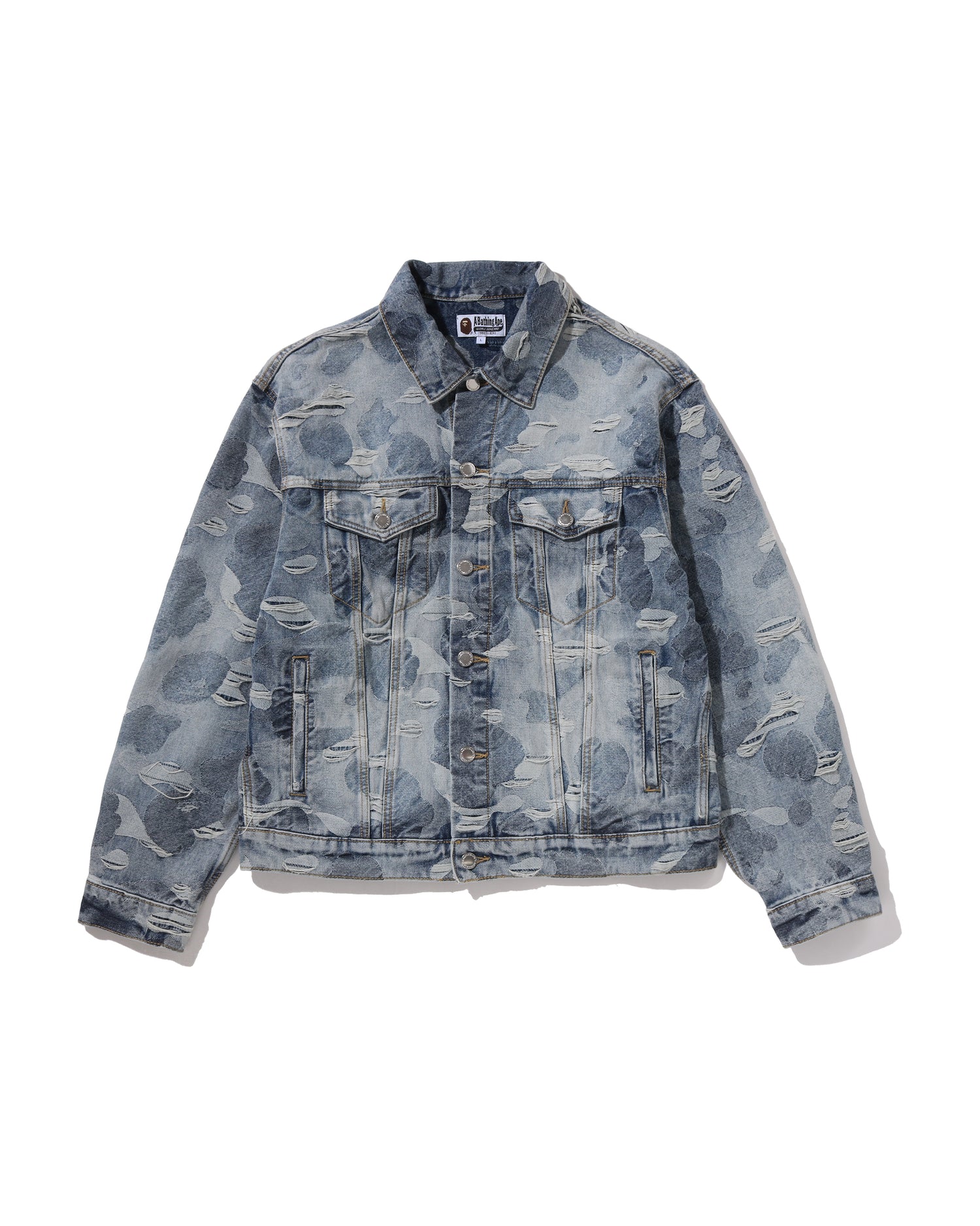 Solid Camo Jacquard Denim Trucker Jacket