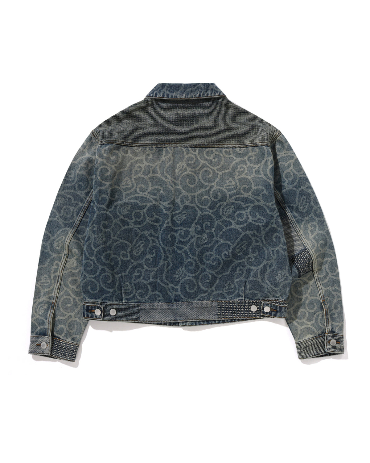 Cloud Camo Jacquard Upcycled Denim Trucker Jacket