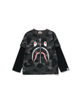 Kids Color Camo Shark Layered Long Sleeve Tee