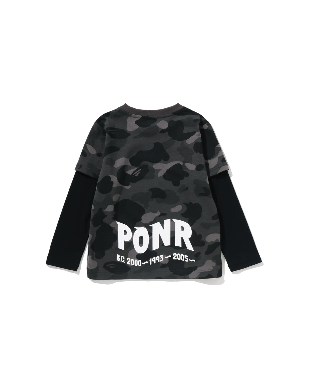 Kids Color Camo Shark Layered Long Sleeve Tee