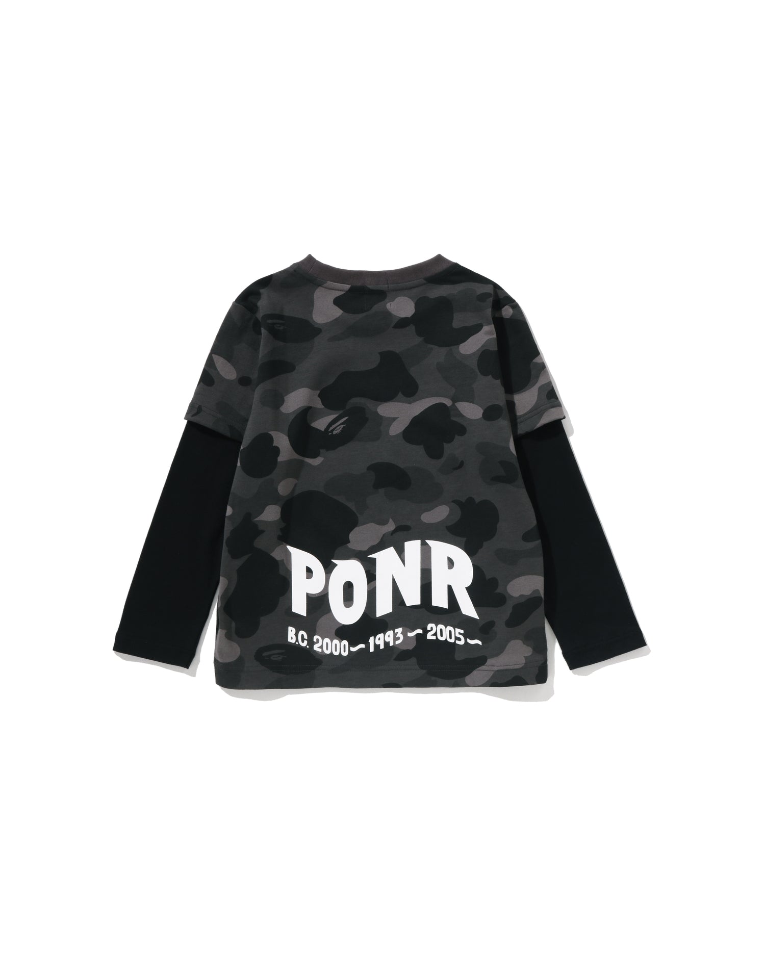 Kids Color Camo Shark Layered Long Sleeve Tee