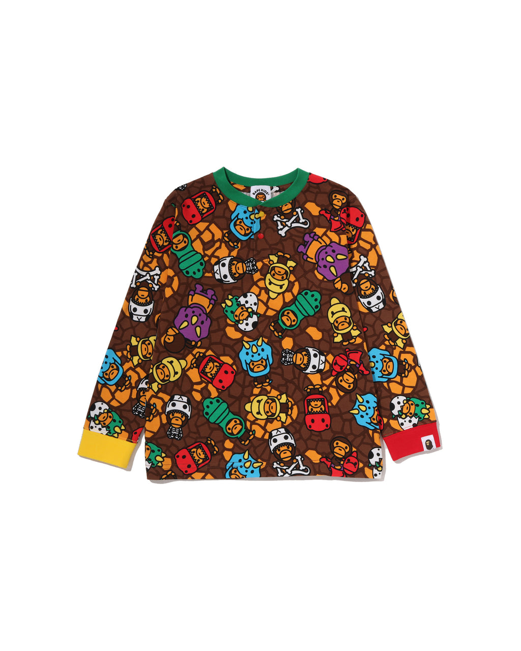 Kids Milo Multi Dinosaurs Pattern Ls Tee