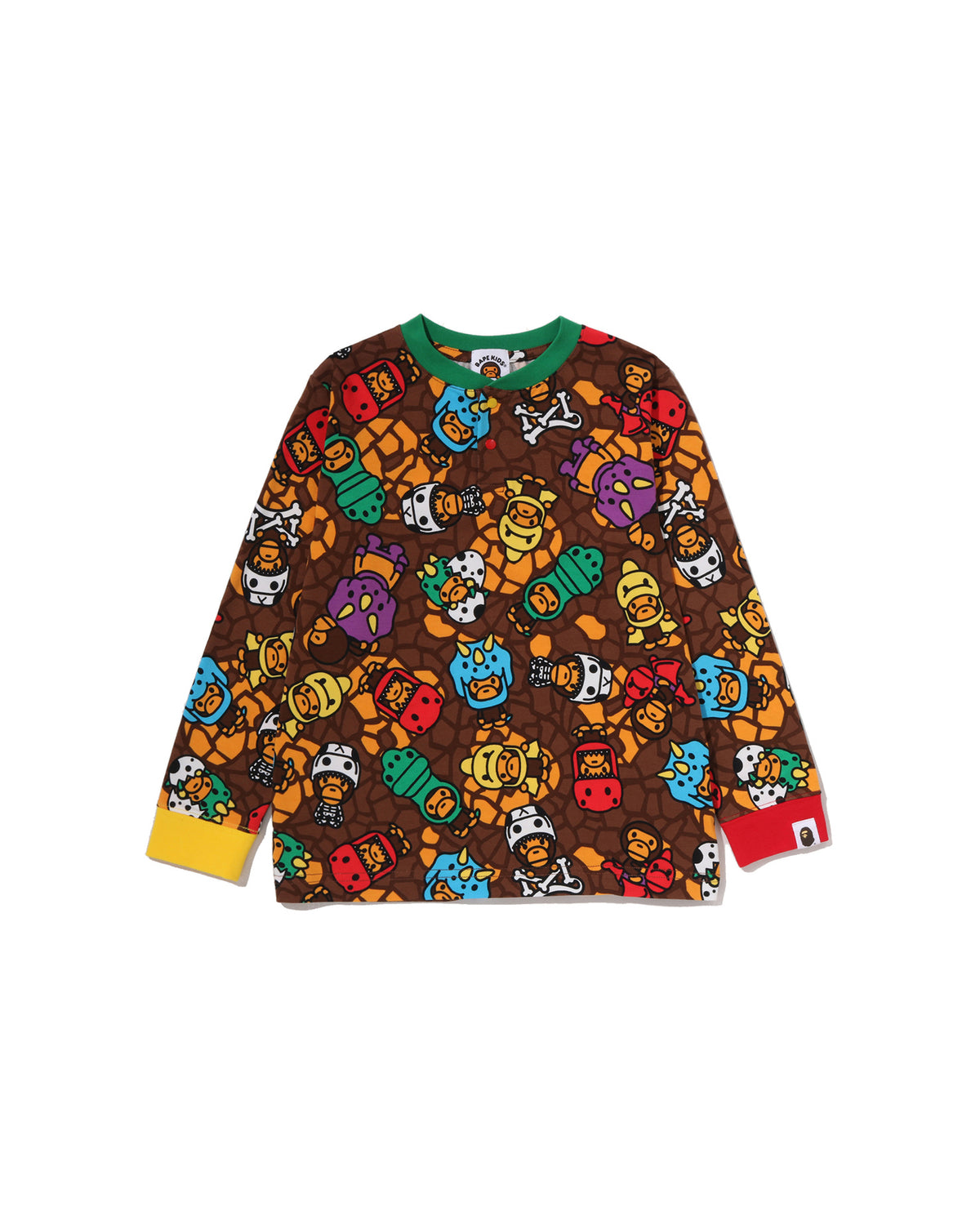 Kids Milo Multi Dinosaurs Pattern Ls Tee