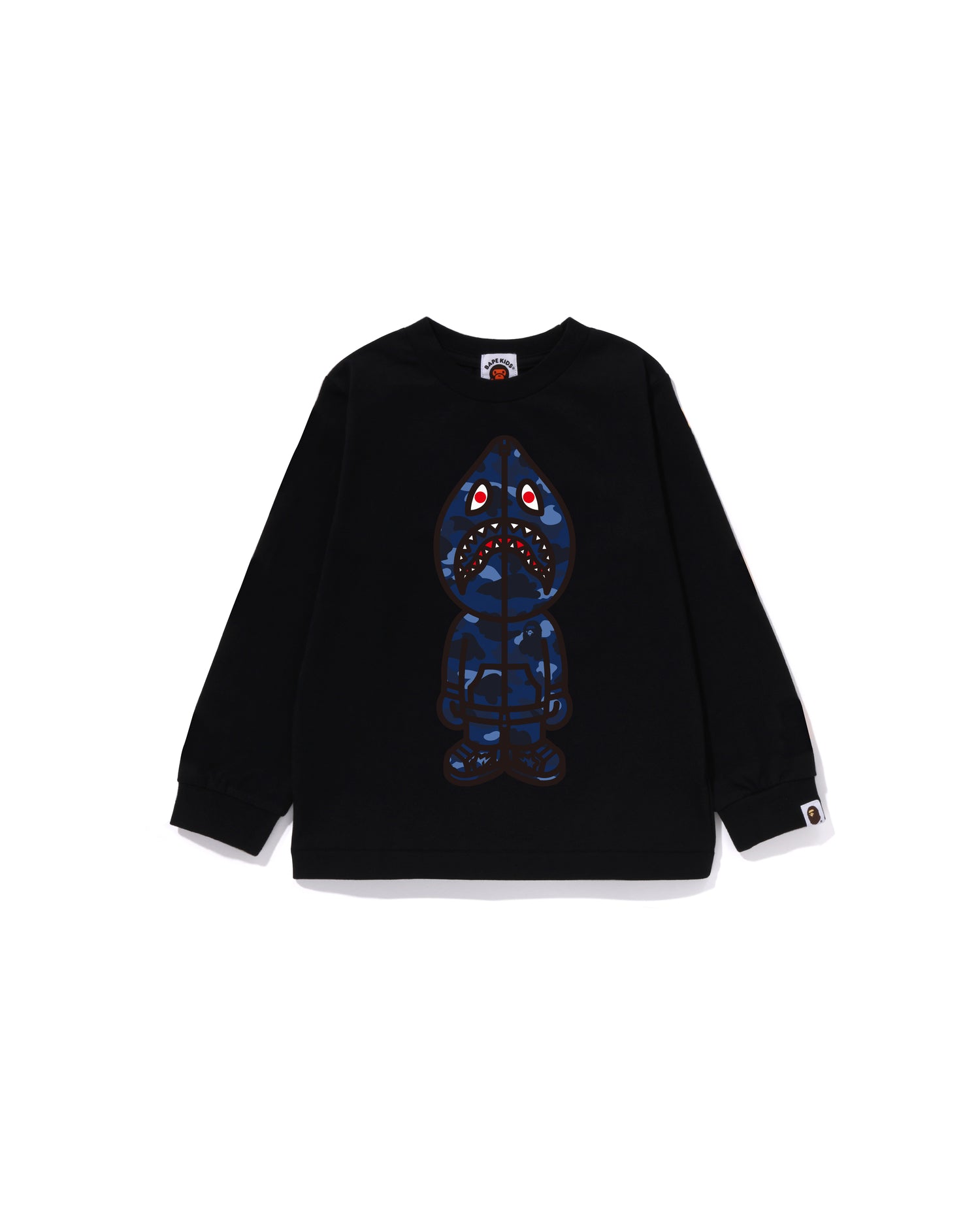 Kids Color Camo Shark Seijin Ls Tee