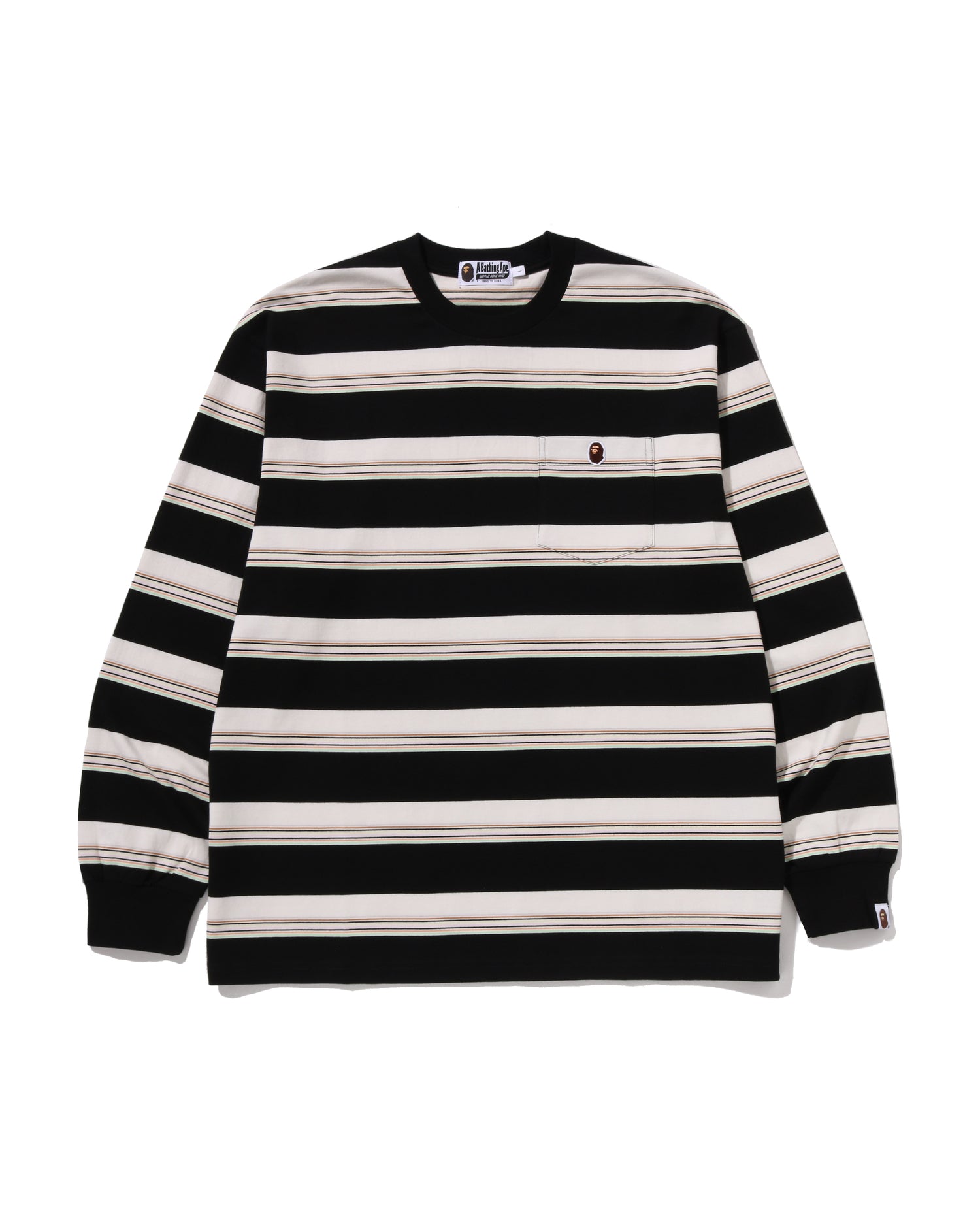 Stripe One Point Relaxed Fit Pocket Ls Tee