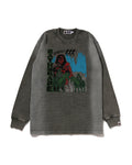 Heavy Washed BAPE Military Graphic Relaxed Fit Ls Tee