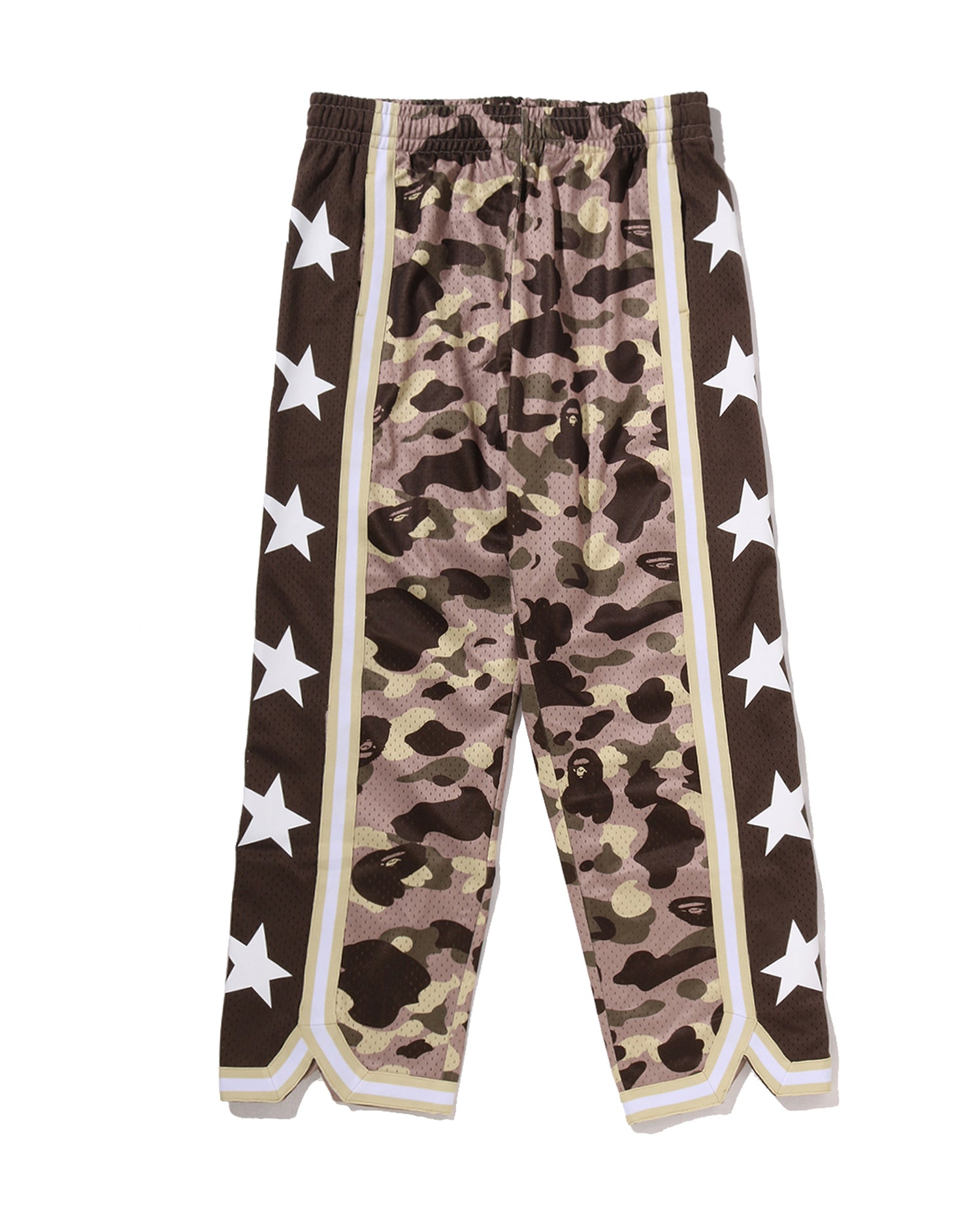 Color Camo Mesh High Split Snap Button Relaxed Fit Pants
