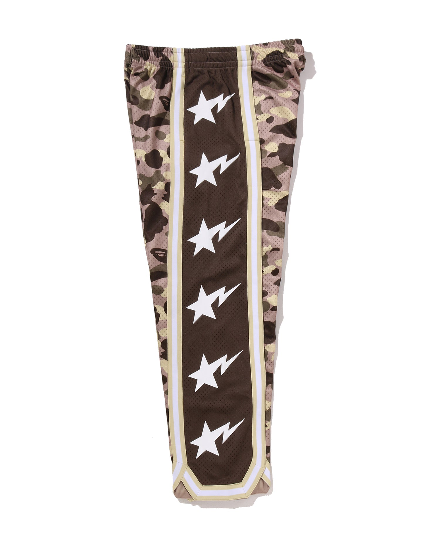 Color Camo Mesh High Split Snap Button Relaxed Fit Pants