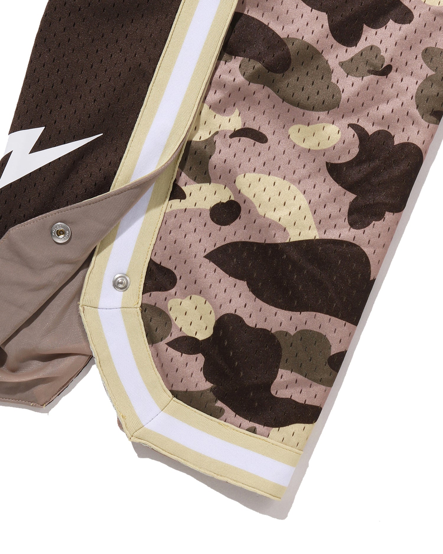 Color Camo Mesh High Split Snap Button Relaxed Fit Pants