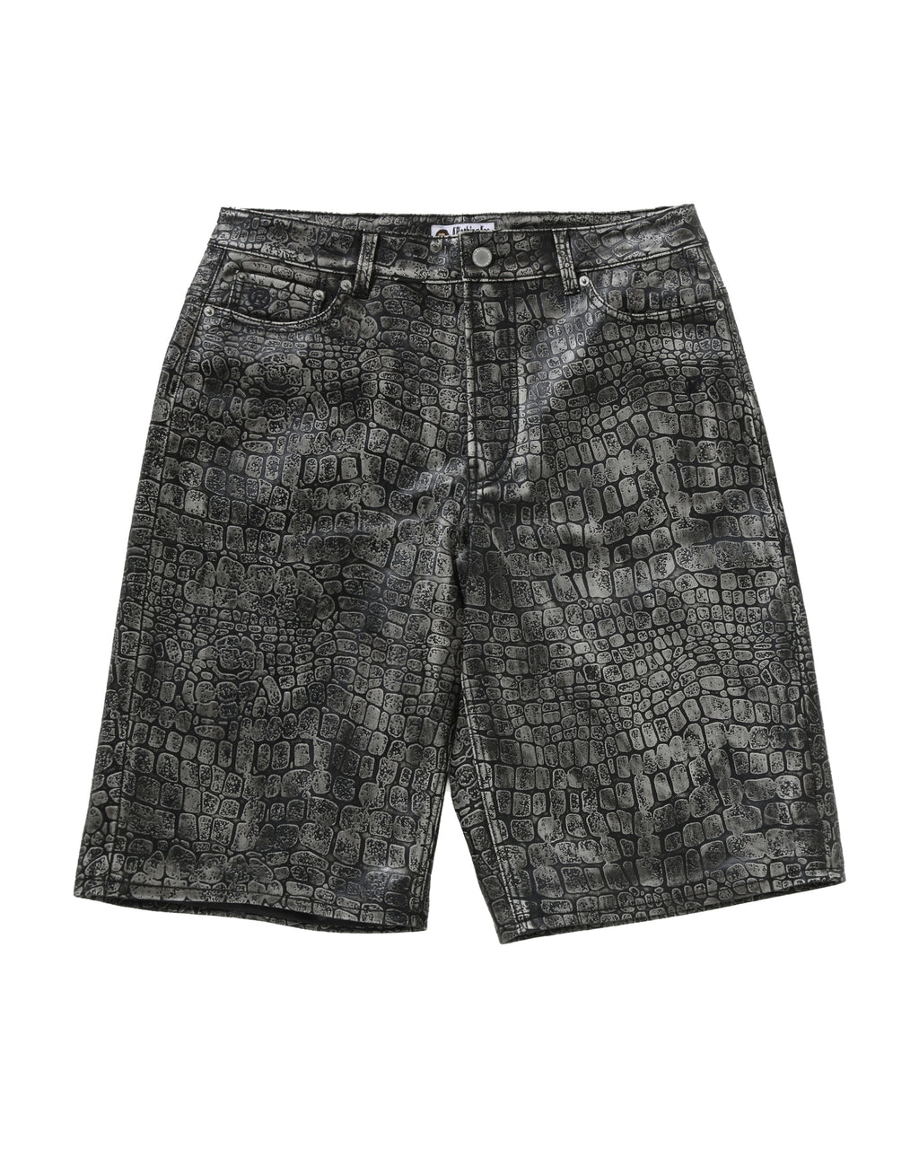 Croc Pattern Leather Knee Length Pants