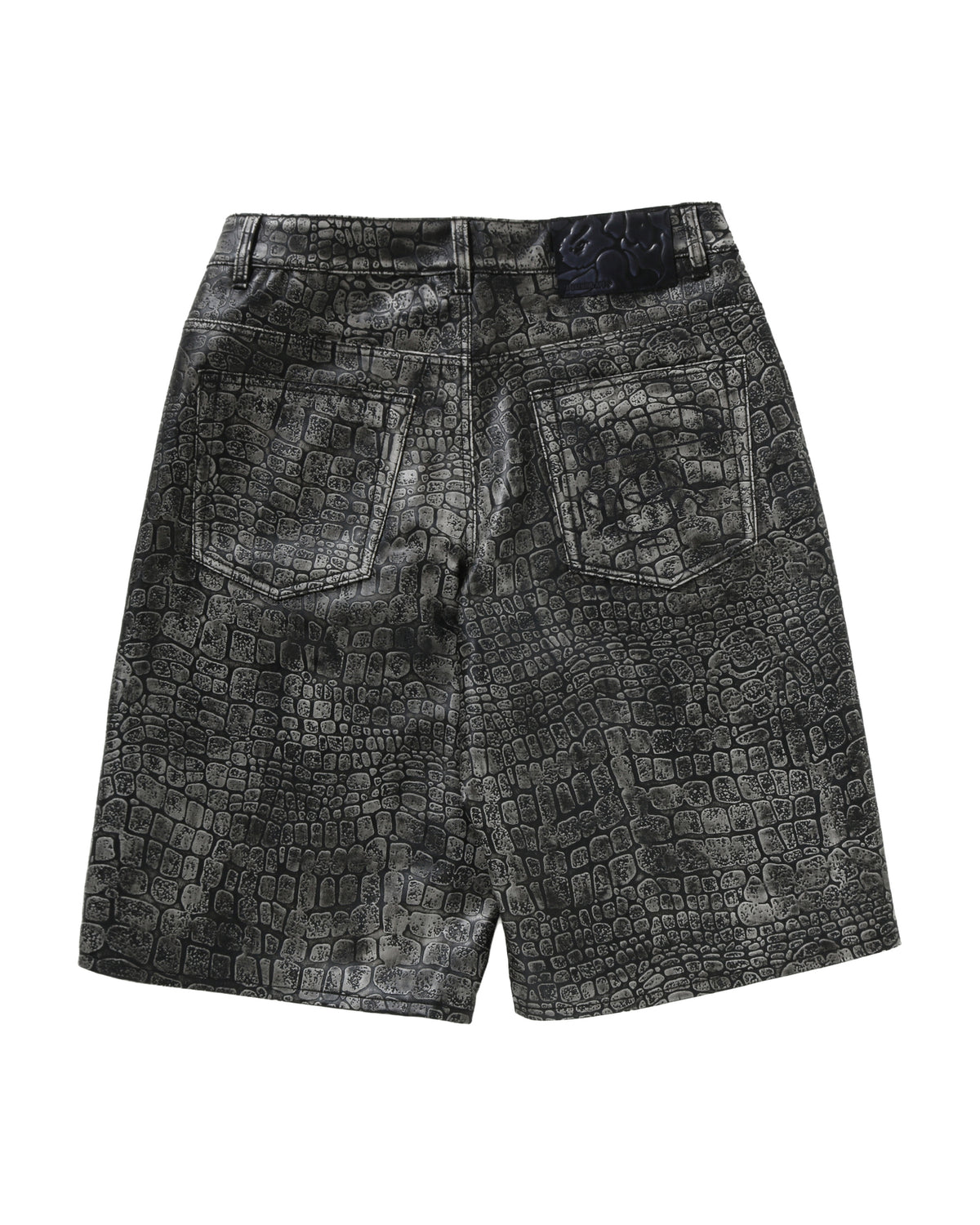 Croc Pattern Leather Knee Length Pants