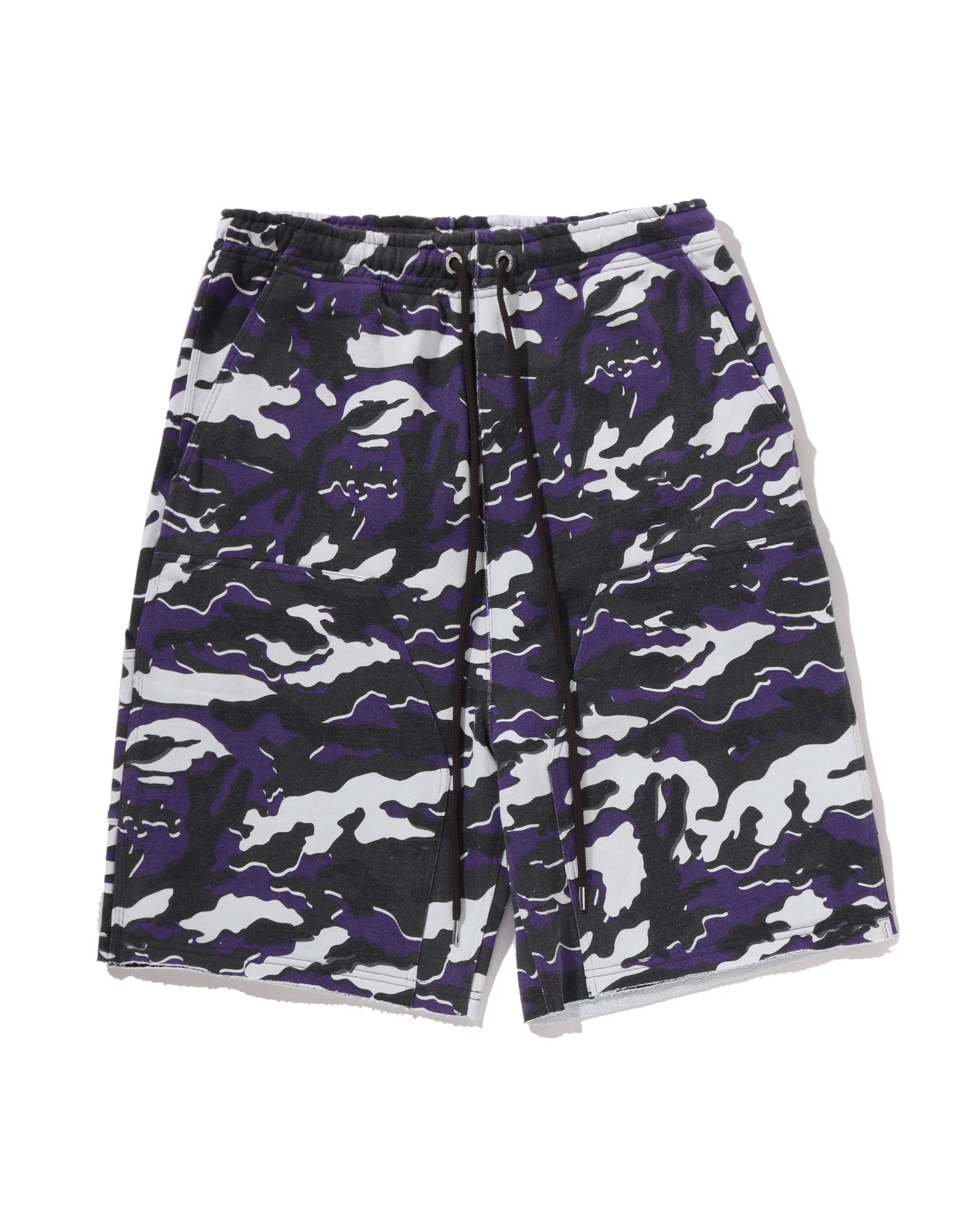 Glitch Woodland Camo Double Knee Relaxed Fit Sweat Shorts