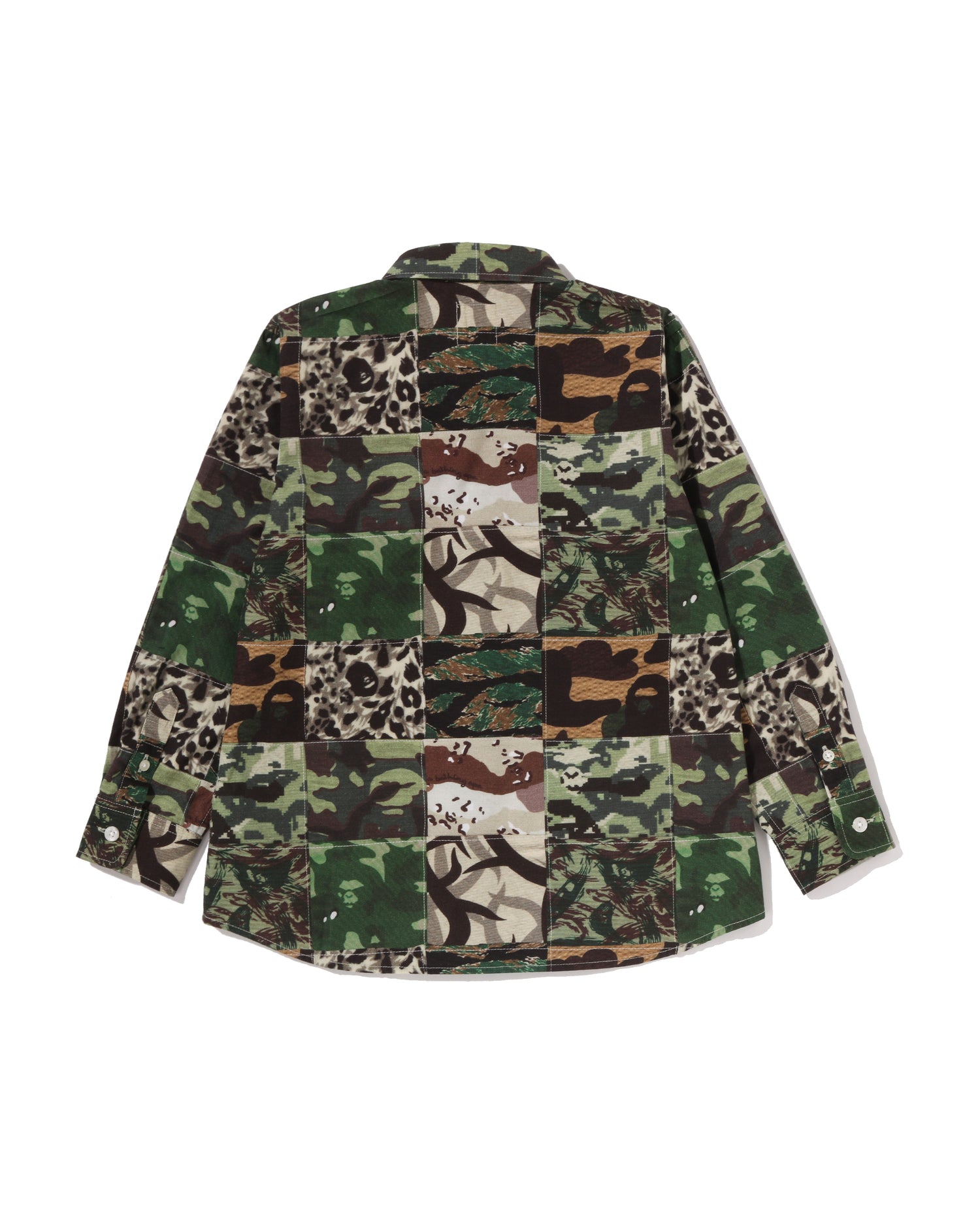 Kids Ape Head One Point Camo Patchwork Shirt