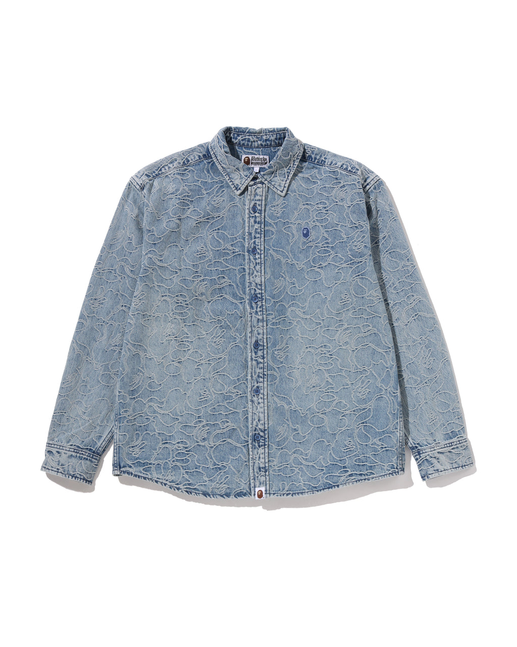 One Point Line Camo Jacquard Denim Ls Shirt