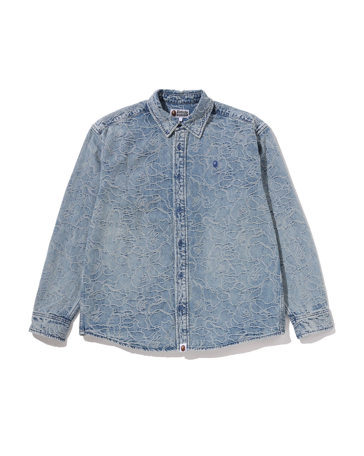 One Point Line Camo Jacquard Denim Ls Shirt