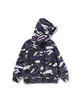 Kids Glitch Woodland Camo Shark Zip Hoodie