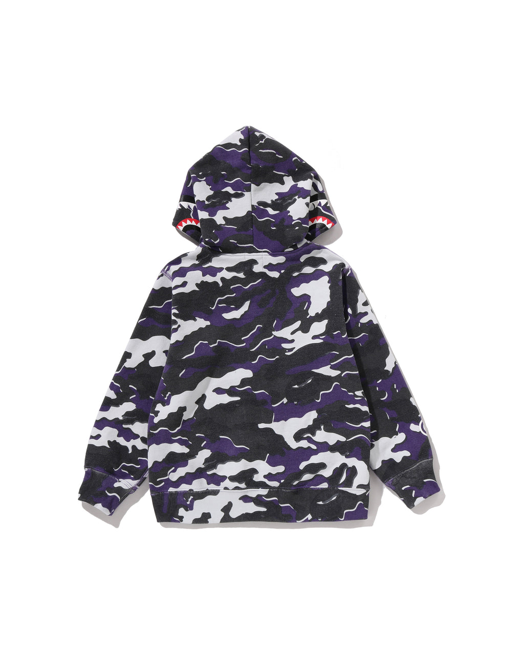 Kids Glitch Woodland Camo Shark Zip Hoodie
