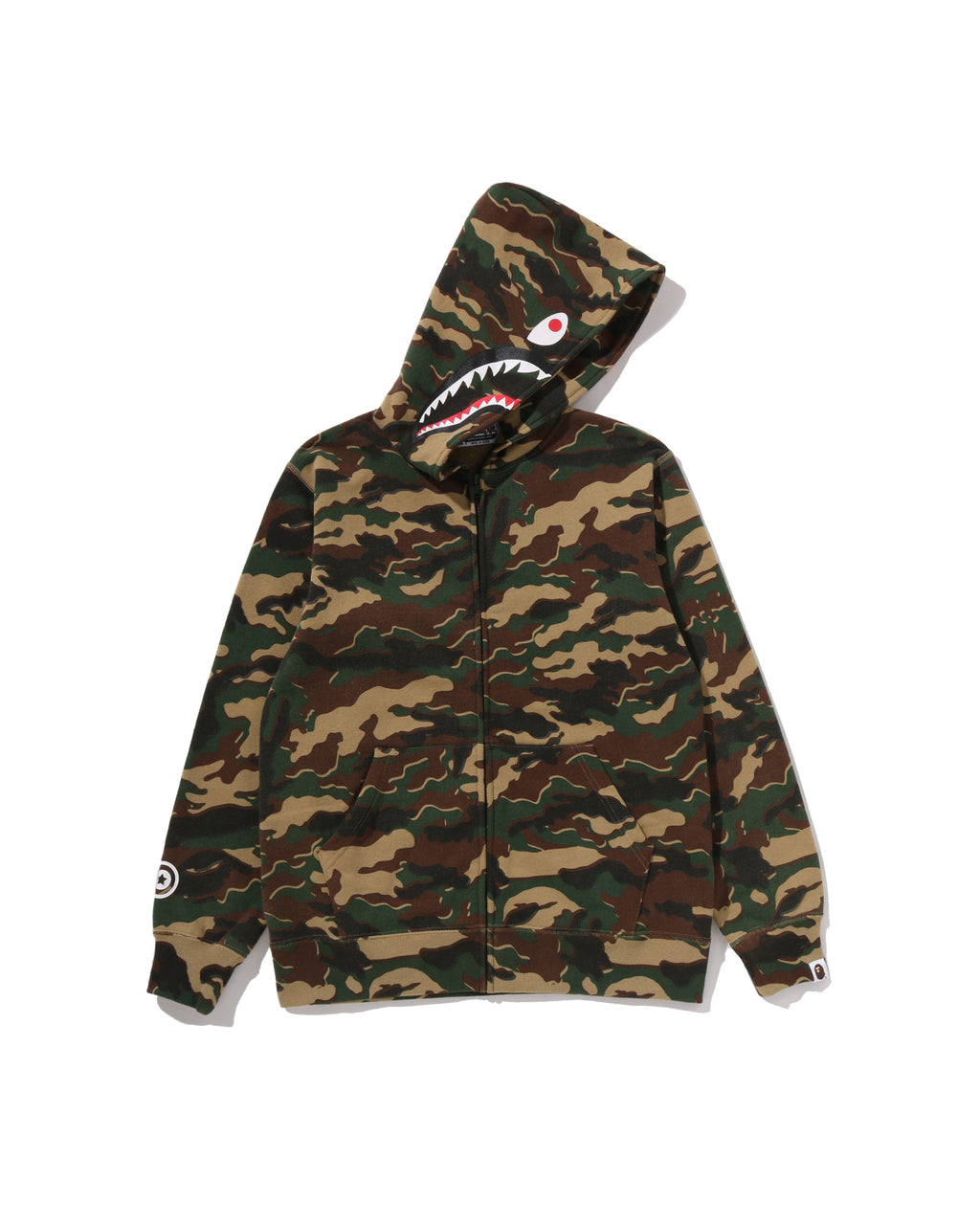 Kids Glitch Woodland Camo Shark Zip Hoodie Jr