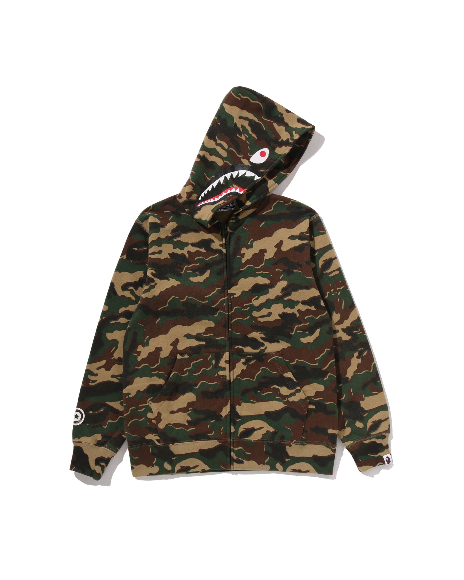 Kids Glitch Woodland Camo Shark Zip Hoodie Jr