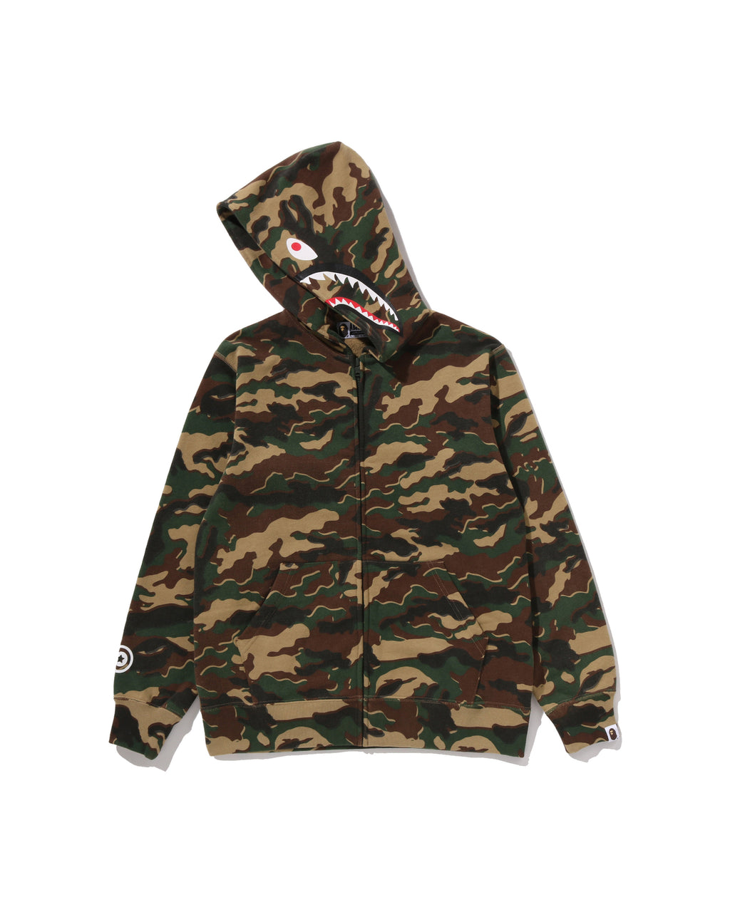 Kids Glitch Woodland Camo Shark Zip Hoodie Jr