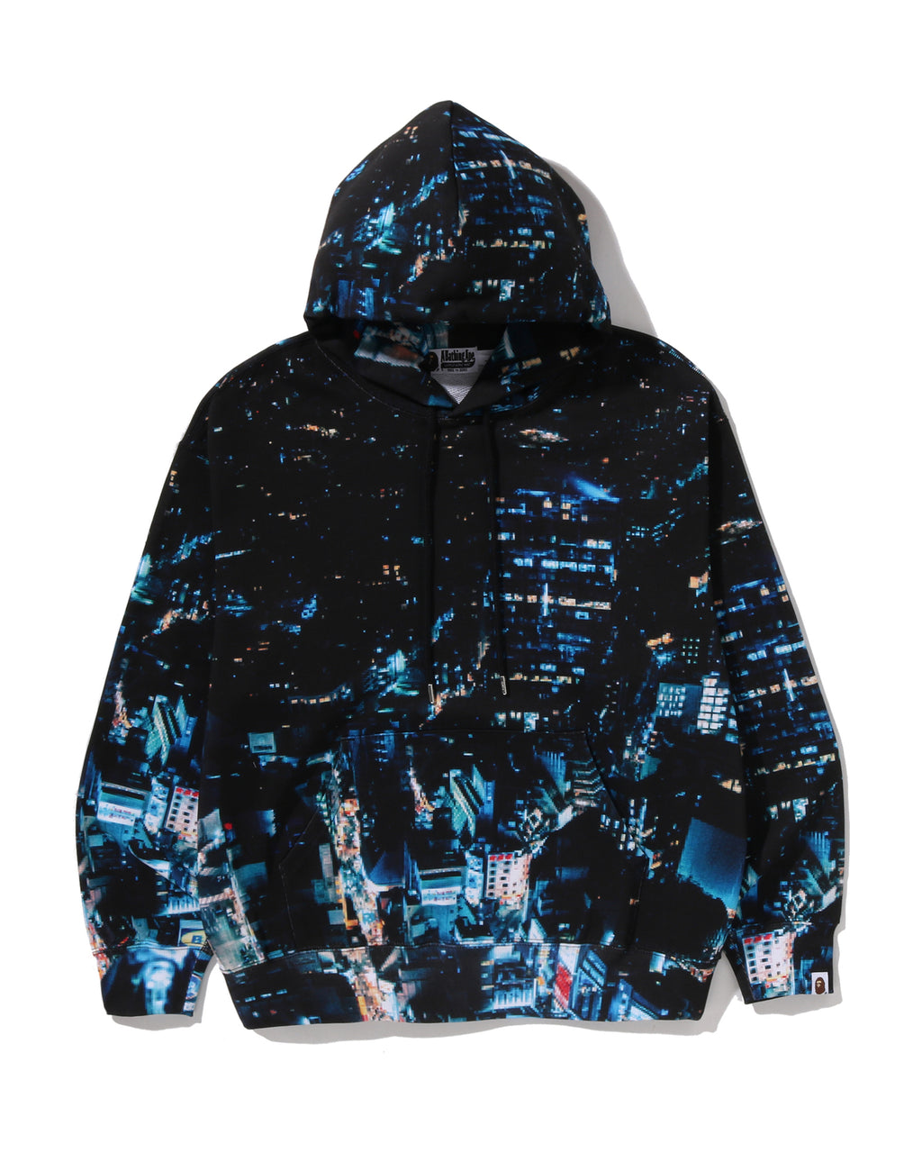 Overall Print Crease Relaxed Fit Pullover Hoodie