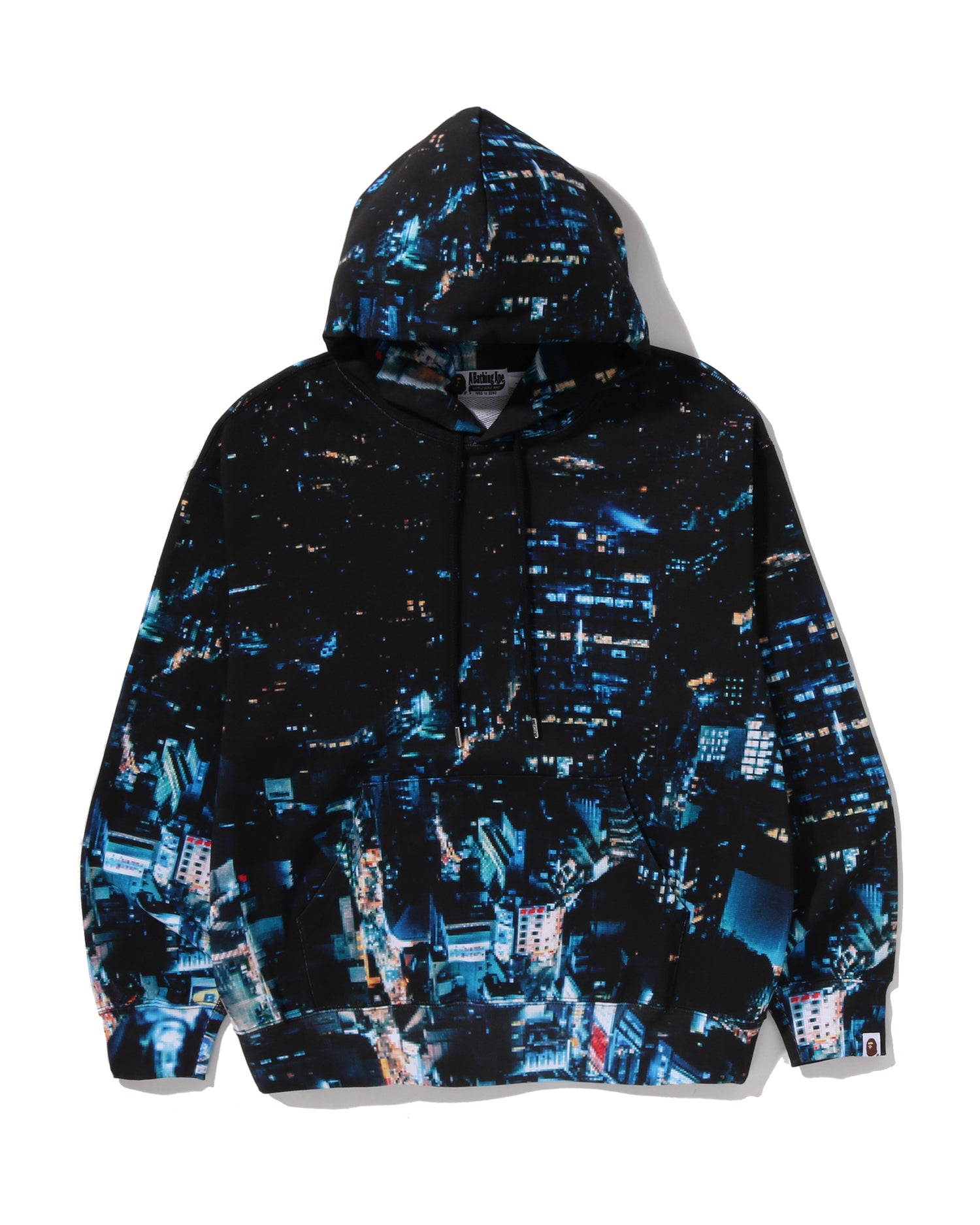 Overall Print Crease Relaxed Fit Pullover Hoodie
