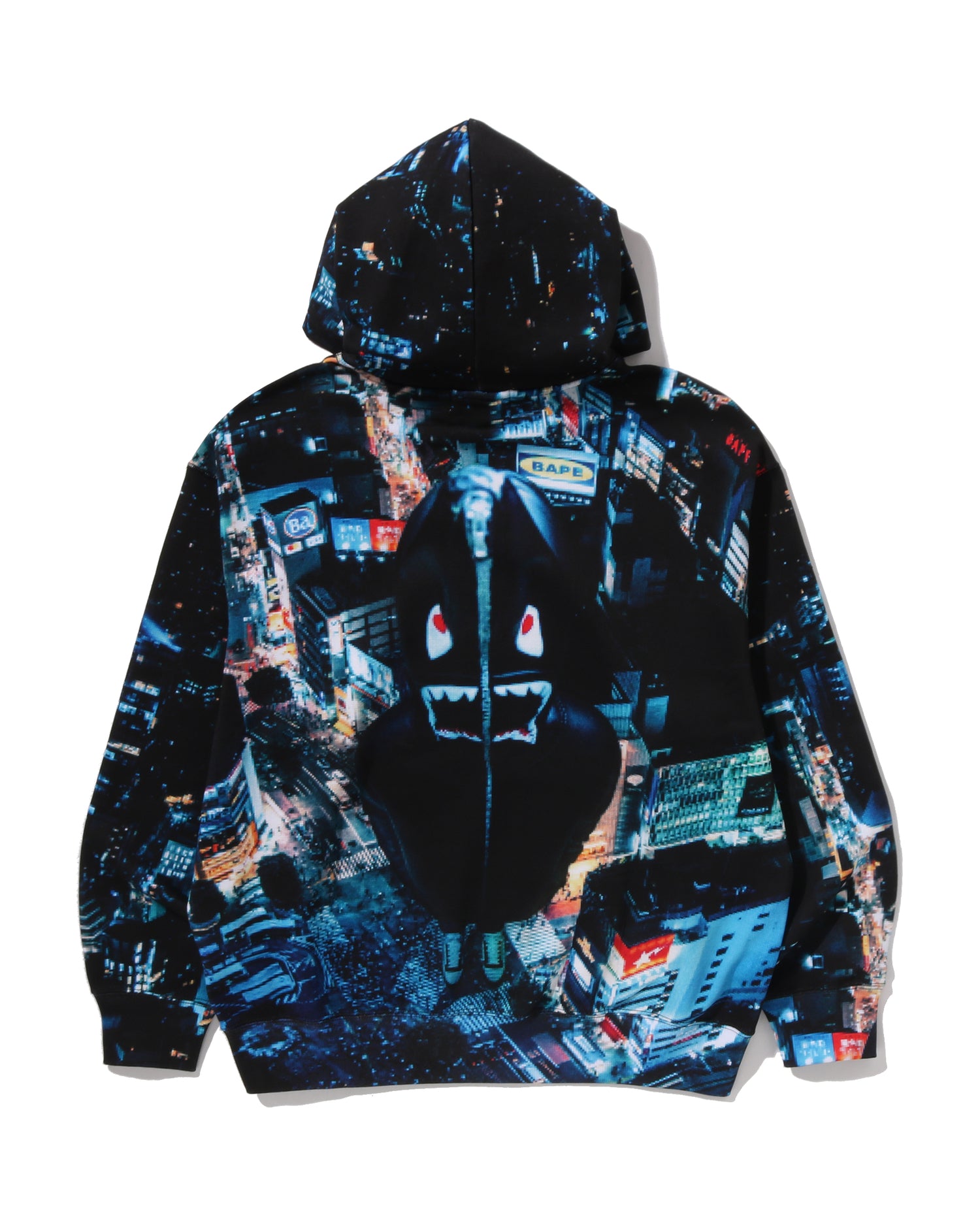 Overall Print Crease Relaxed Fit Pullover Hoodie
