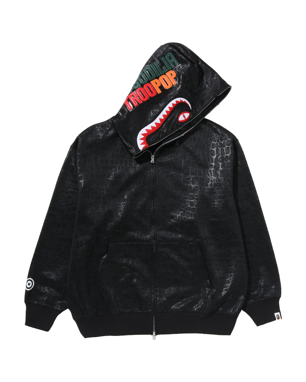 Croc Pattern Crocodile Relaxed Fit Full Zip Hoodie