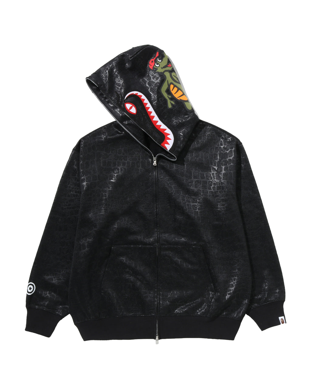 Croc Pattern Crocodile Relaxed Fit Full Zip Hoodie