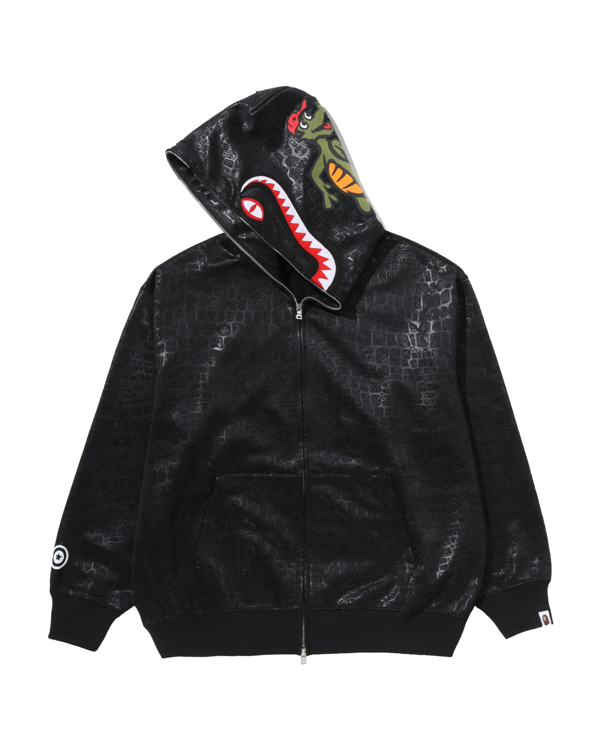 Croc Pattern Crocodile Relaxed Fit Full Zip Hoodie