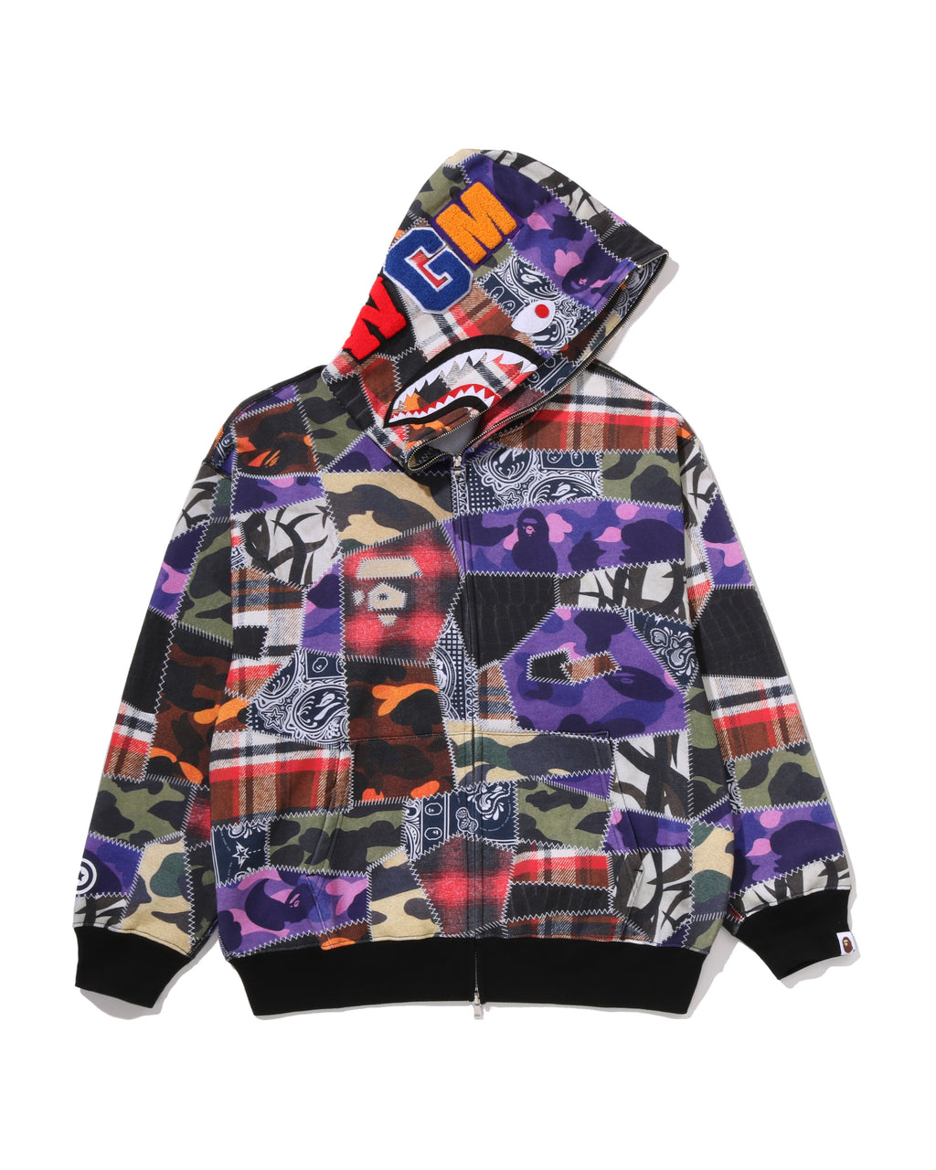 Crazy Patch Shark Full Zip Hoodie