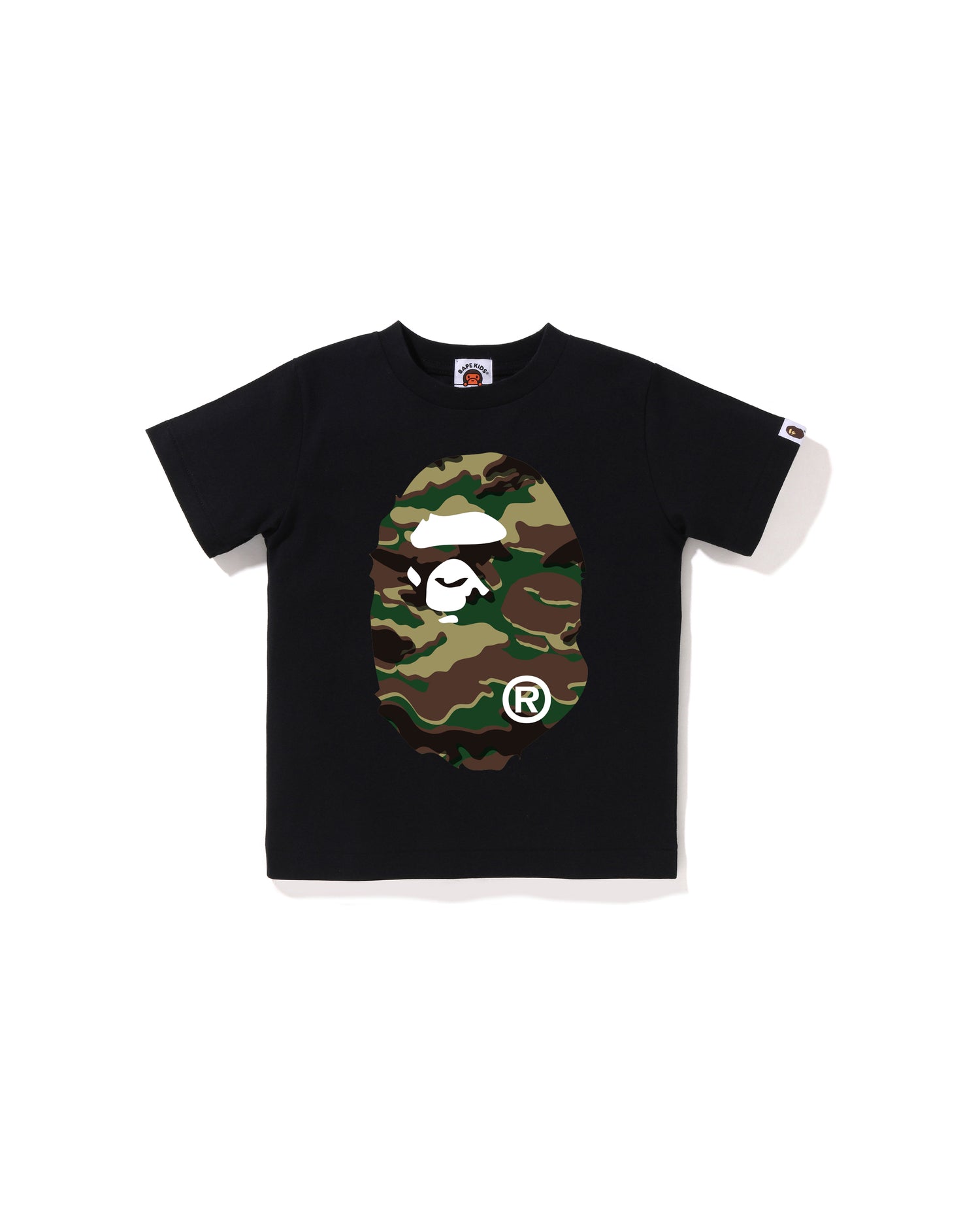 Kids Glitch Woodland Camo Big Ape Head Tee
