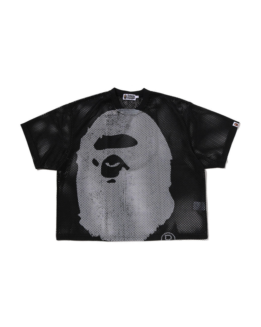 Water Print Ape Head Mesh Relaxed Fit Tee