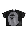 Water Print Ape Head Mesh Relaxed Fit Tee