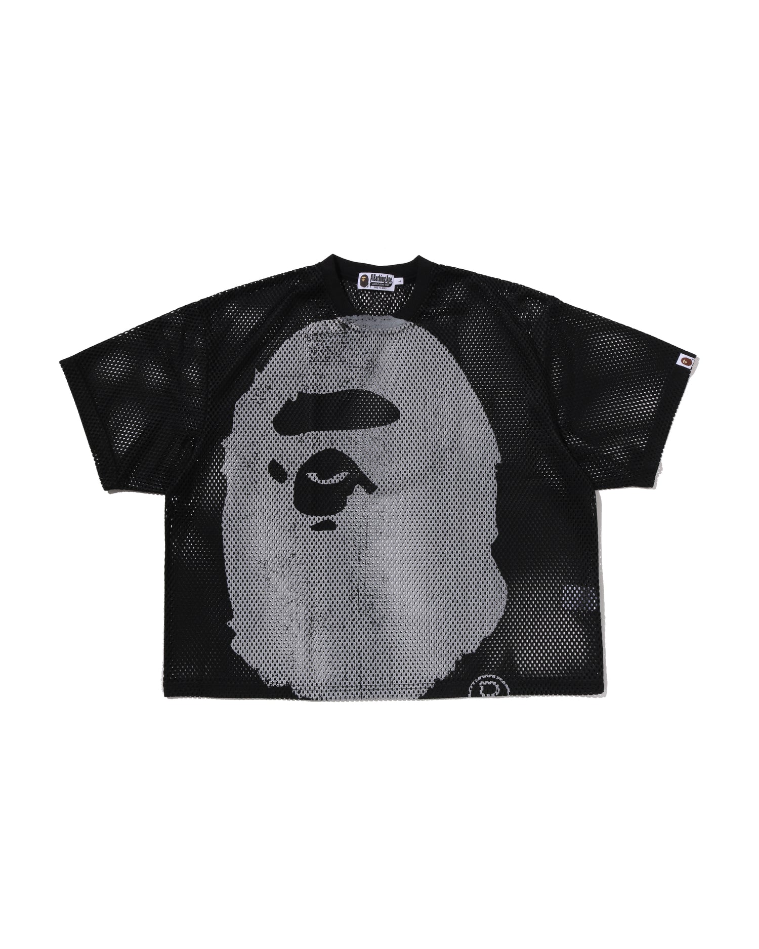 Water Print Ape Head Mesh Relaxed Fit Tee