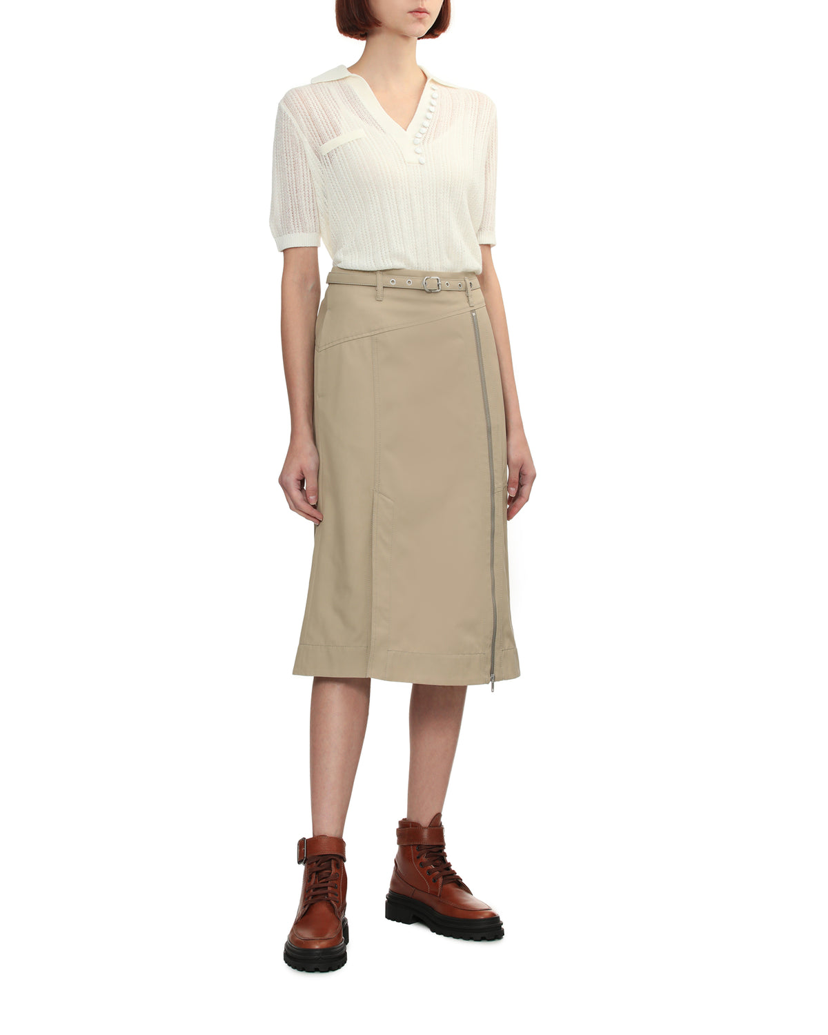 Layered knit polo top