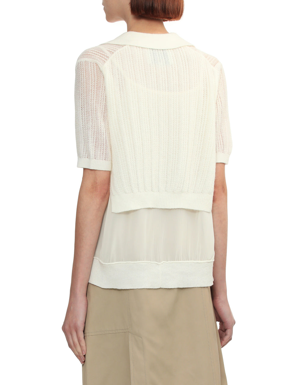 Layered knit polo top