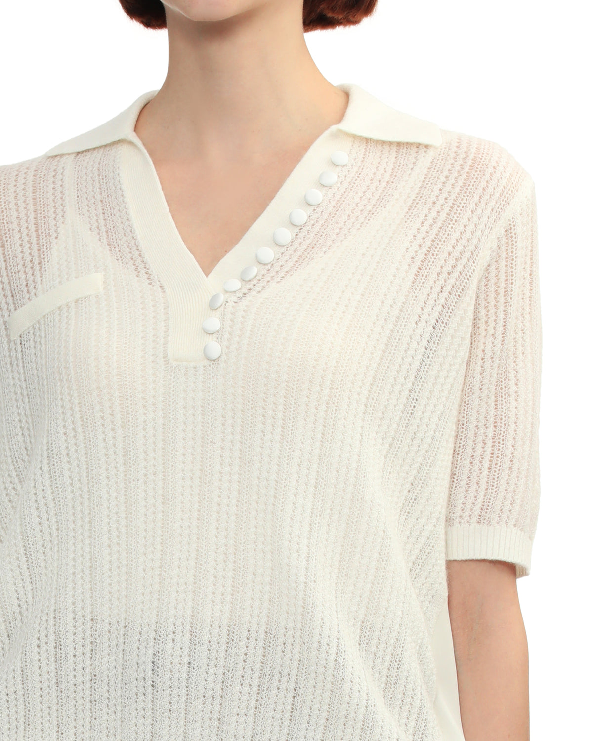 Layered knit polo top
