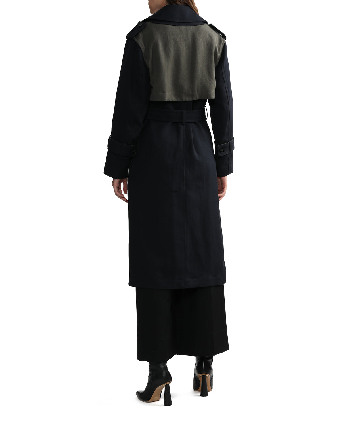Double-faced cotton-linen trench coat