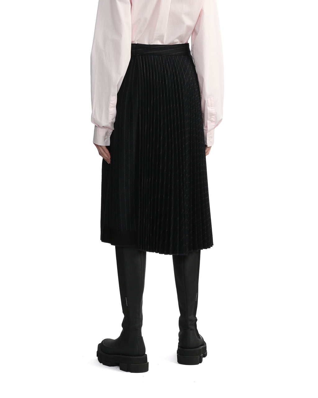 Panelled striped wrap skirt