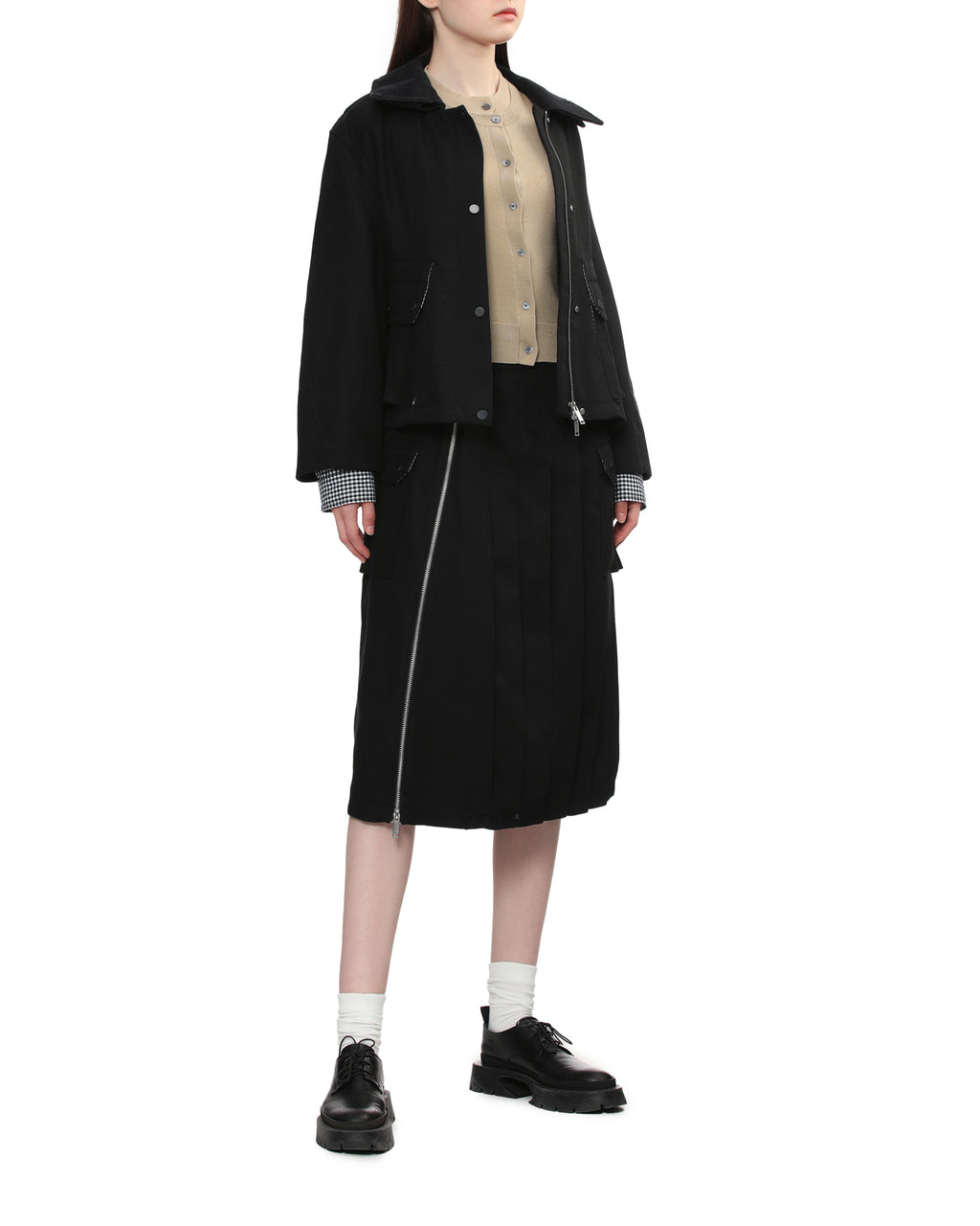 Pleated cargo skirt