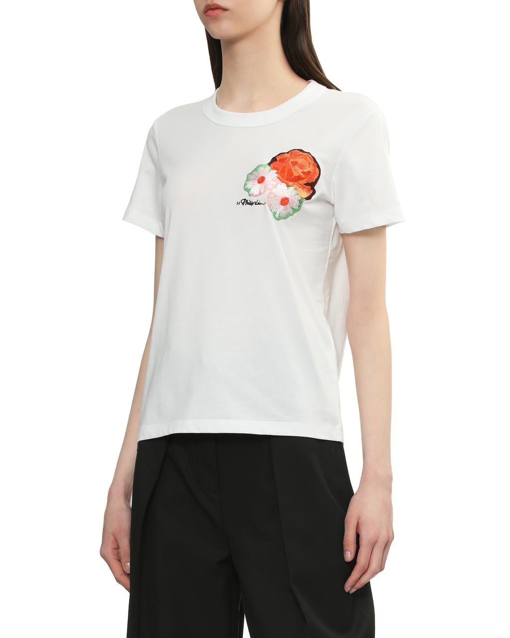 Bouquet embroidery cropped tee