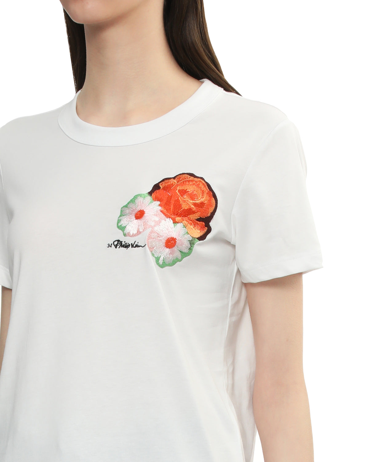 Bouquet embroidery cropped tee
