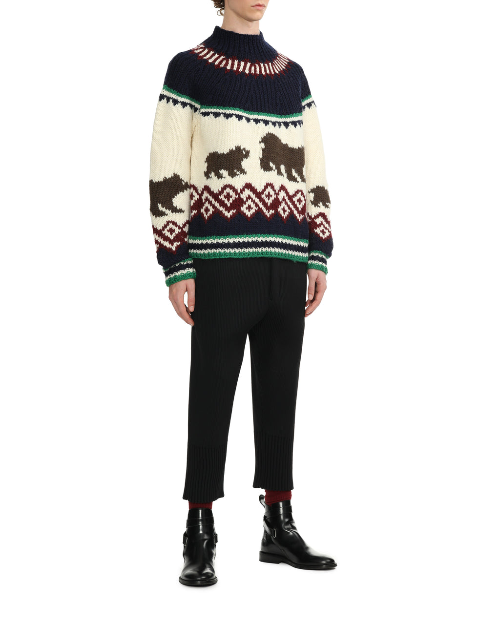 Graphic mock neck knit